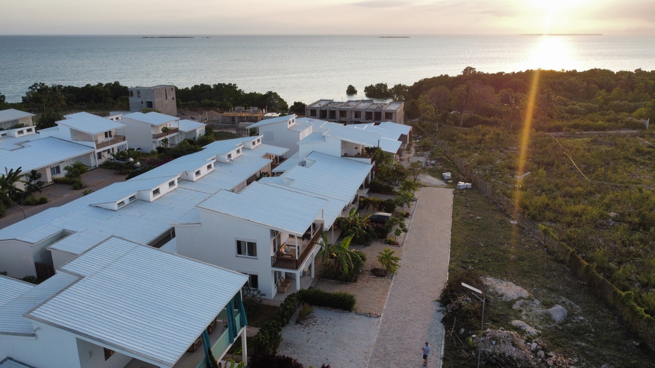 Aerial view of Fumba Town on the Zanzibar coast