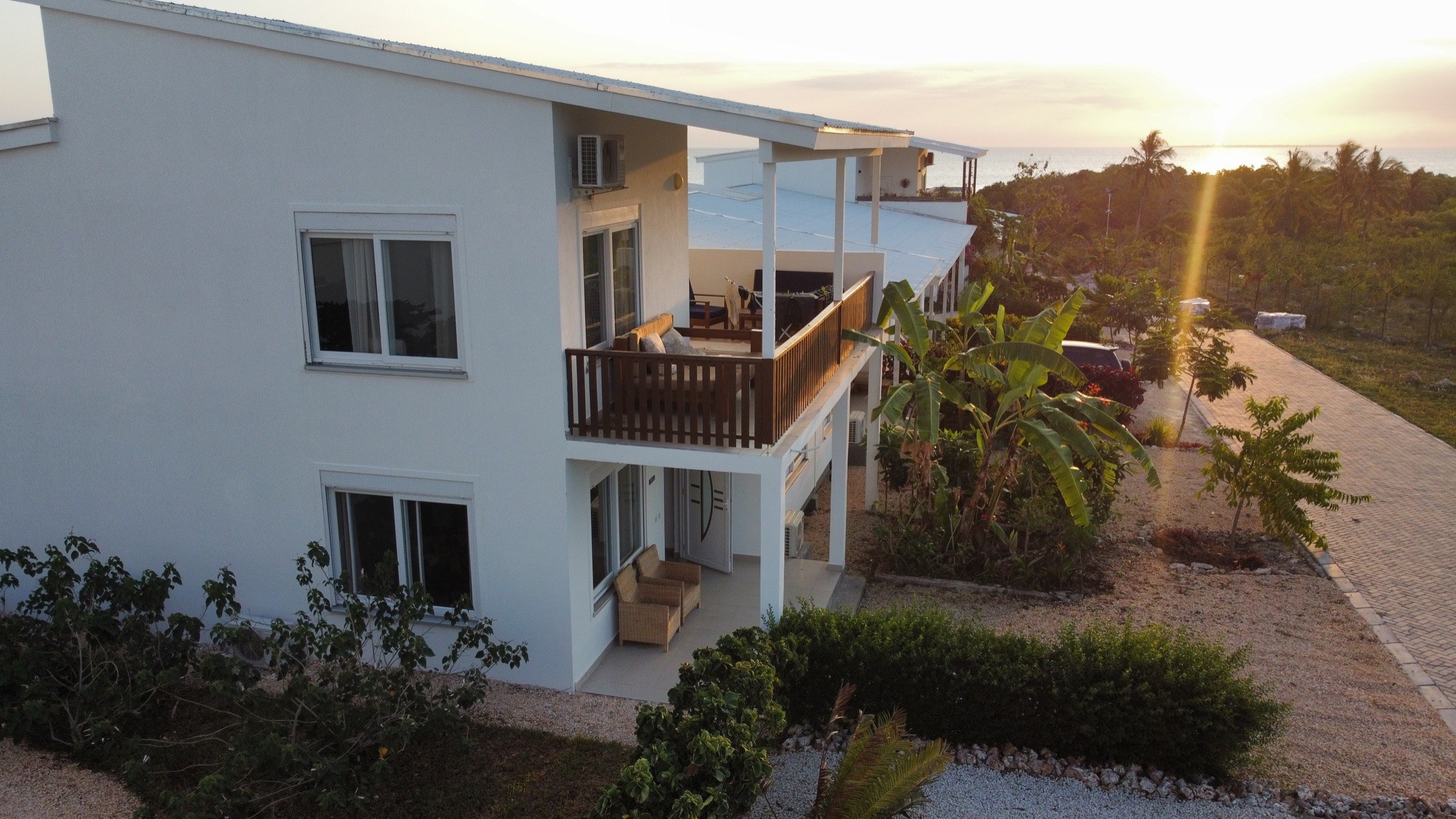 Oceanview House in Fumba Town at sunset